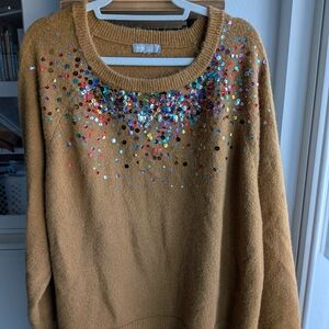 ✨ ASOS Curve Mustard Yellow Sequin Statement Sweater - Size 22 ✨